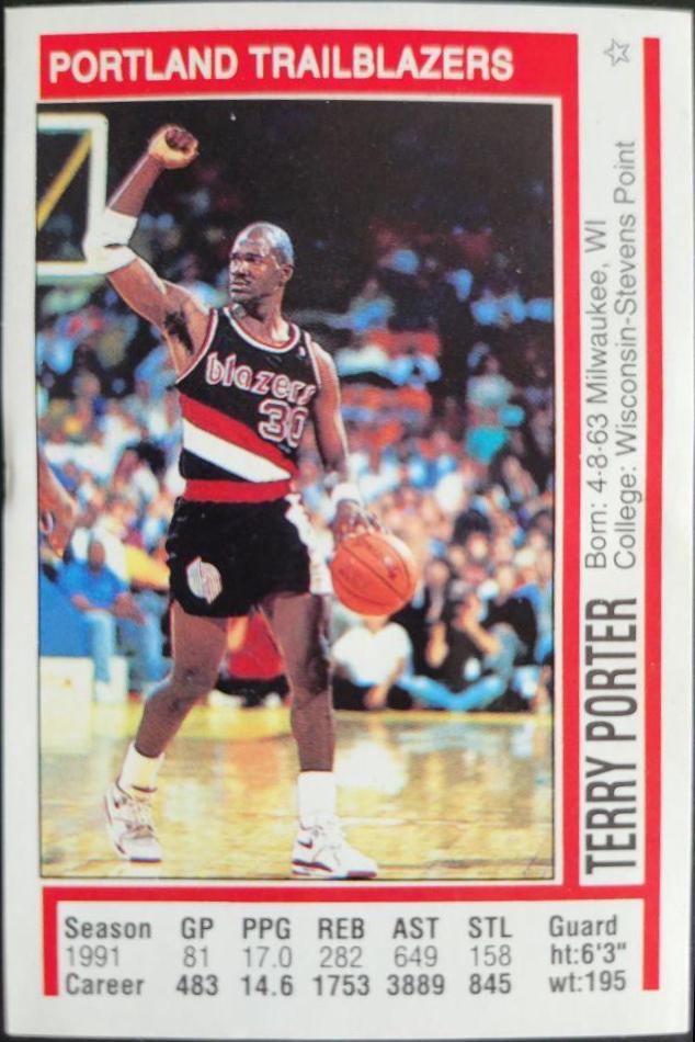 Terry Porter #27 Basketball Cards 1991 Panini Sticker