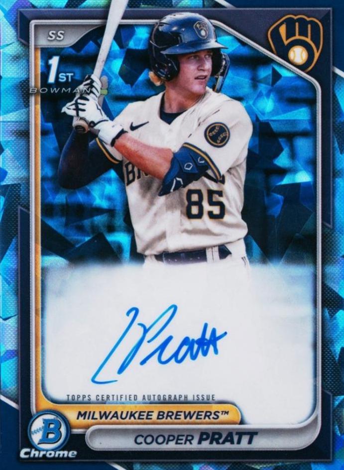 Cooper Pratt #BSPA-CPR 2024 Bowman Chrome Prospects Sapphire Autograph Baseball