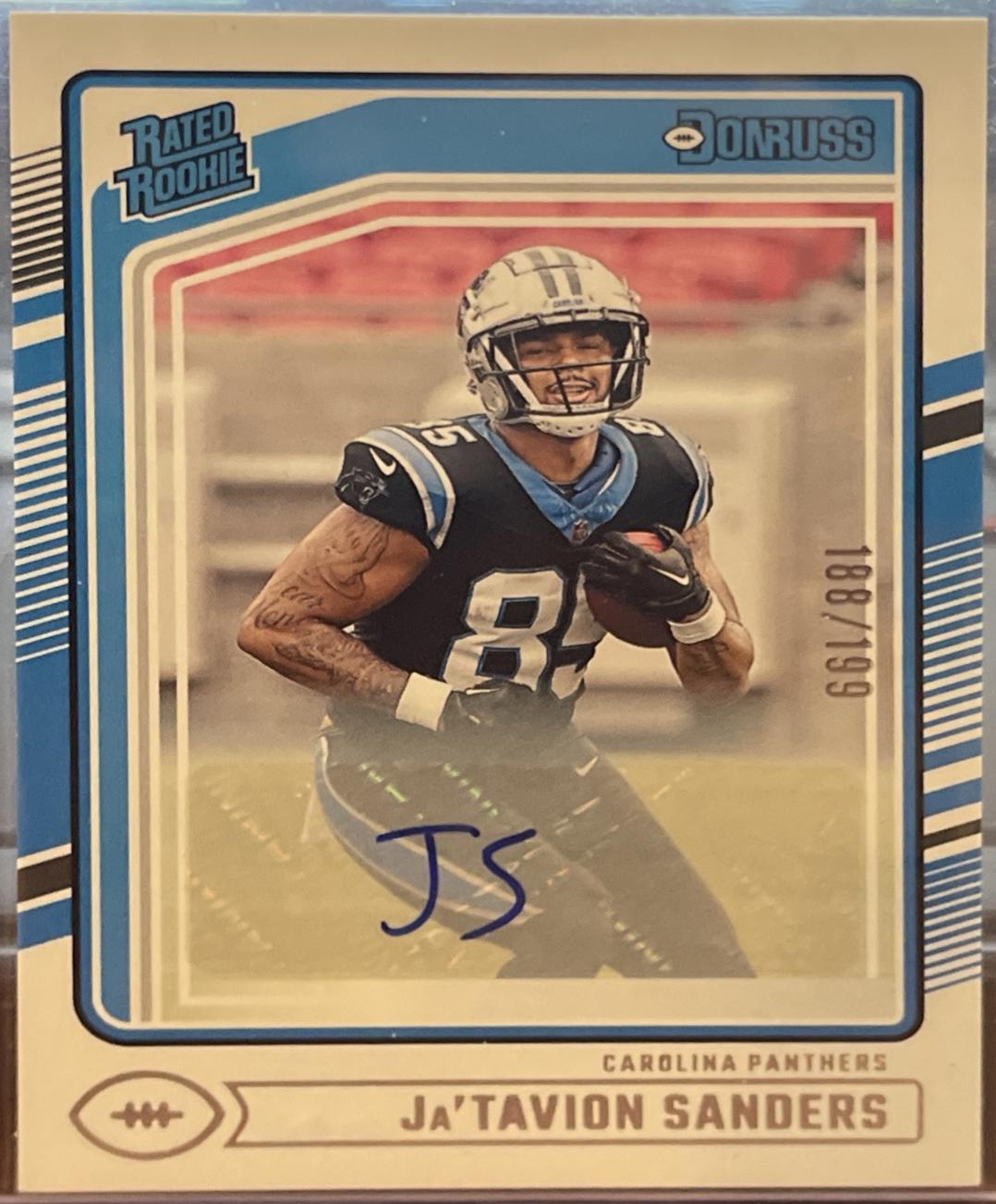 Ja'Tavion Sanders #317 2024 Panini Donruss Rated Rookies Autograph Football
