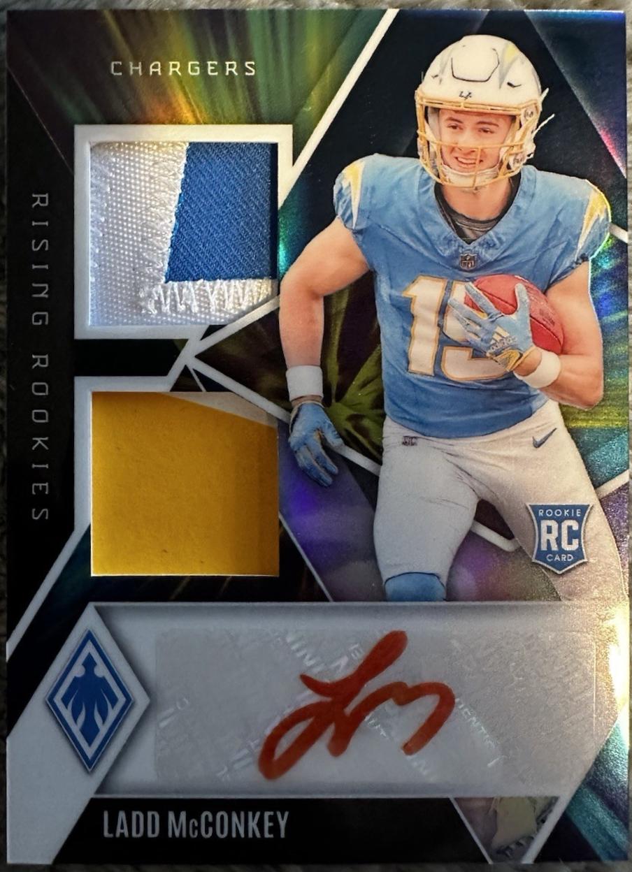 Ladd McConkey #9 Football Cards 2024 Panini Phoenix Rising Rookies Dual Patch Autograph