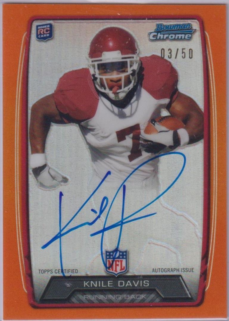 Knile Davis #KD 2013 Bowman Chrome Rookie Autograph Football