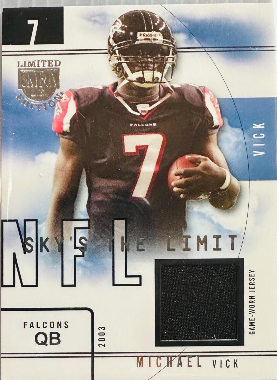 Michael Vick #SL-MV Football Cards 2003 SkyBox LE Sky's the Limit Jerseys