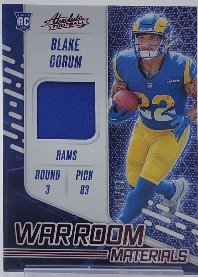 Blake Corum #WRM-BCM Football Cards 2024 Panini Absolute War Room Materials
