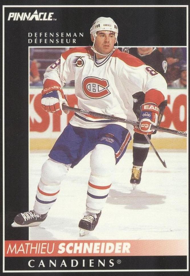 Mathieu Schneider #79 Hockey Cards 1992 Pinnacle Canadian