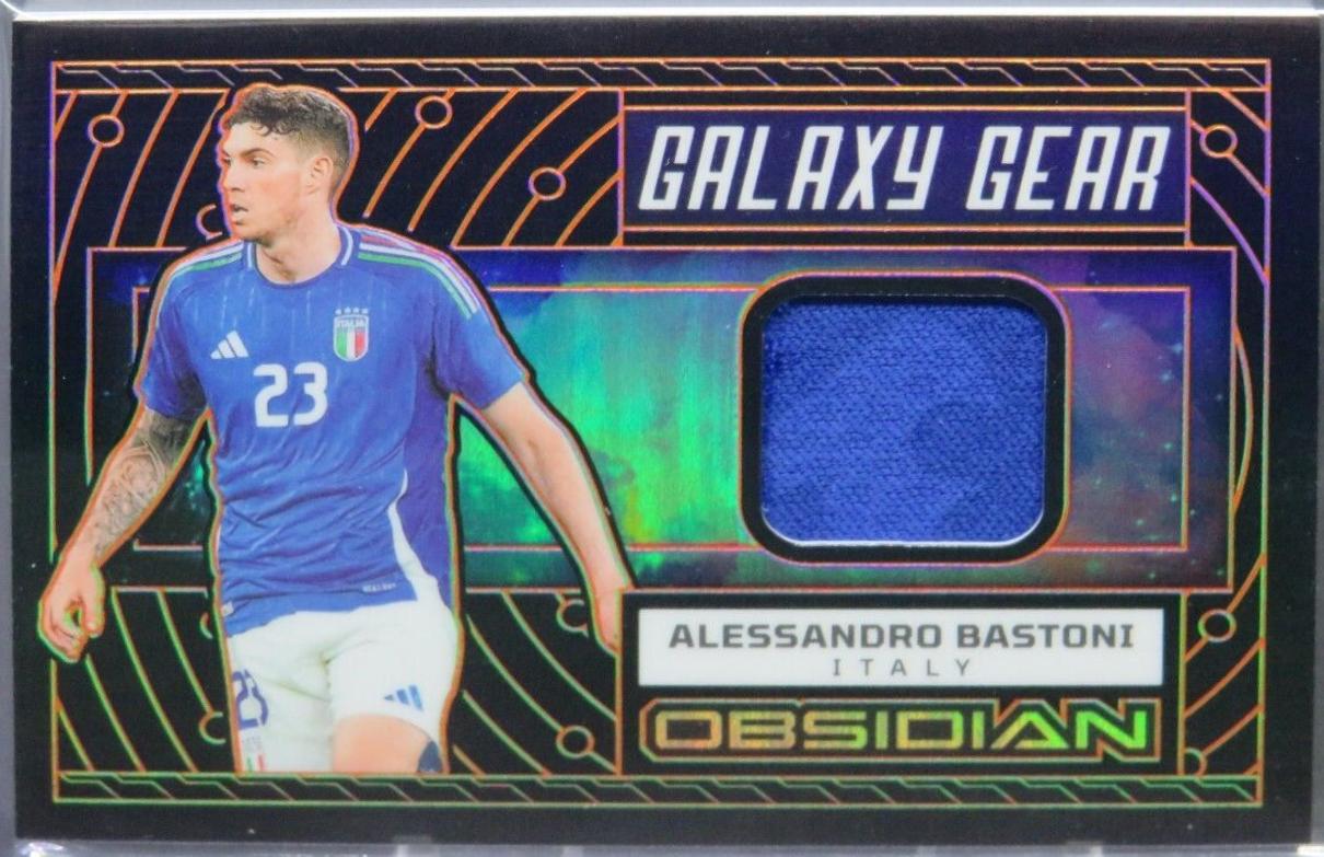 Alessandro Bastoni #GG-AB Soccer Cards 2023 Panini Obsidian Galaxy Gear