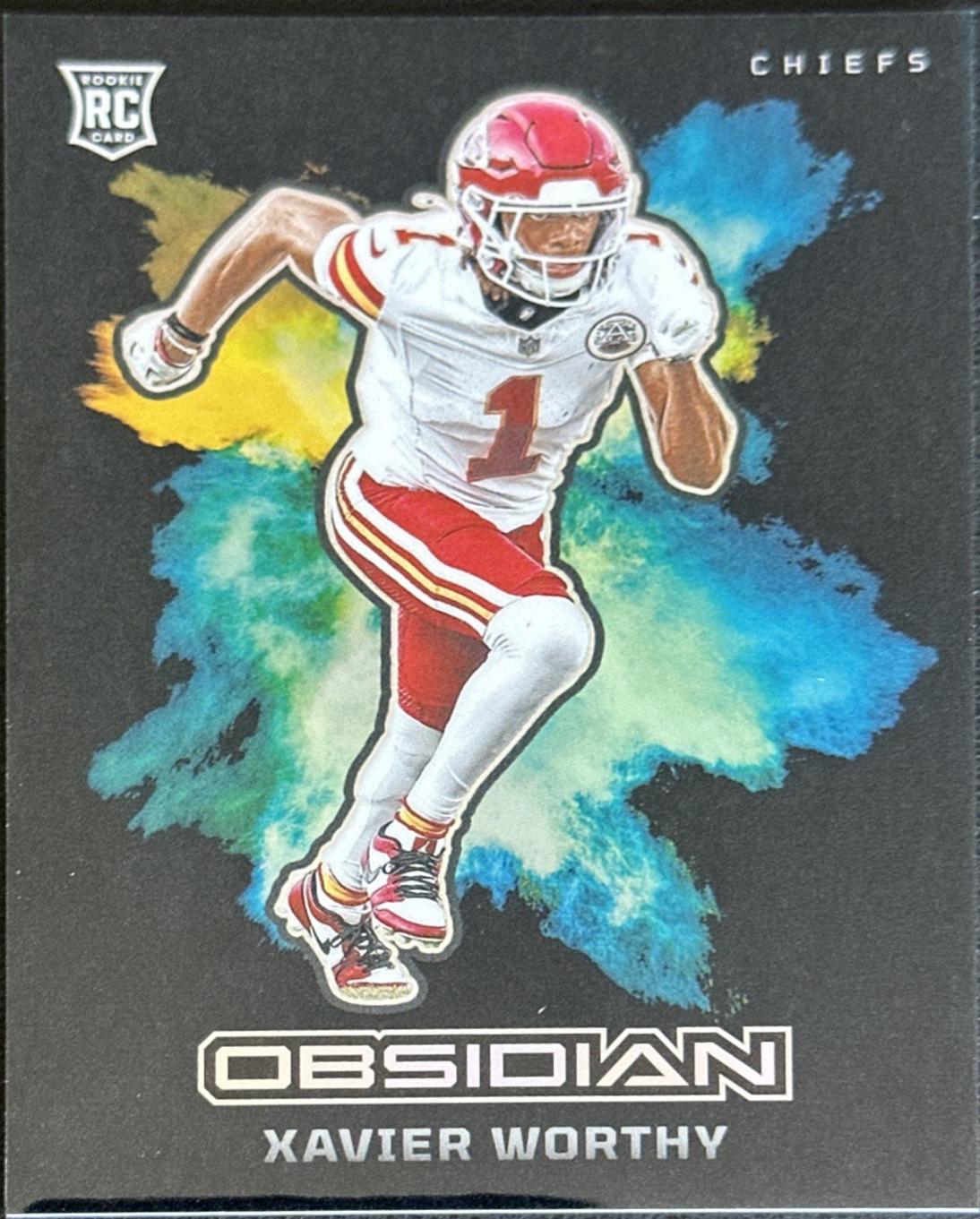 Xavier Worthy #11 Football Cards 2024 Panini Obsidian Black Color Blast