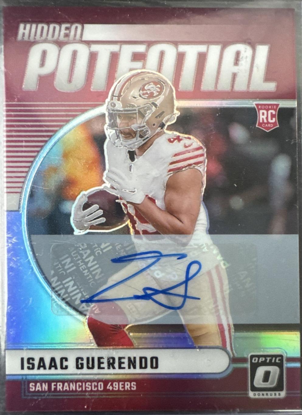 Isaac Guerendo #19 Football Cards 2024 Panini Donruss Optic Hidden Potential Autograph