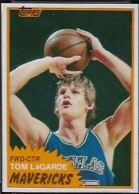 Tom LaGarde #10 Basketball Cards 1981 Topps