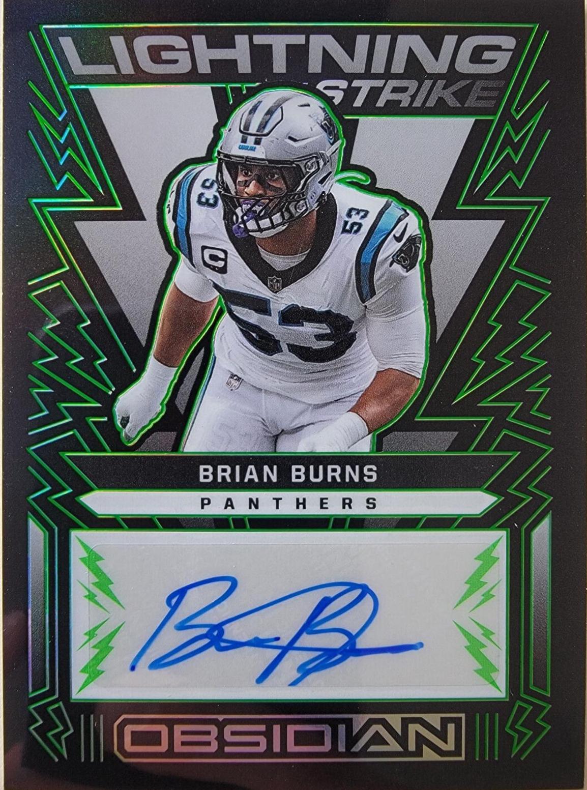 brian burns #ls-bbu Football Cards 2022 Panini Obsidian Lightning Strike