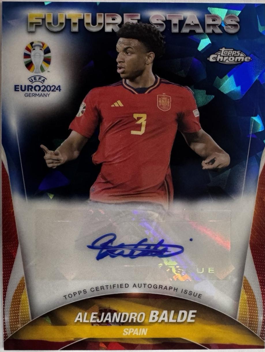 Alejandro Balde #FSA-AB Soccer Cards 2024 Topps Chrome Sapphire UEFA Euro Future Stars Autograph