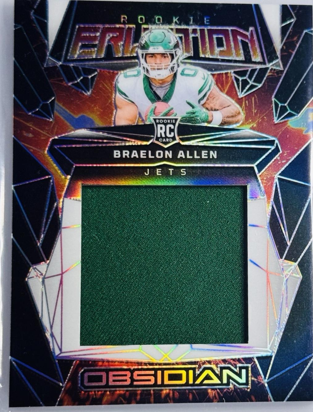 Braelon Allen #5 Football Cards 2024 Panini Obsidian Rookie Eruption Materials