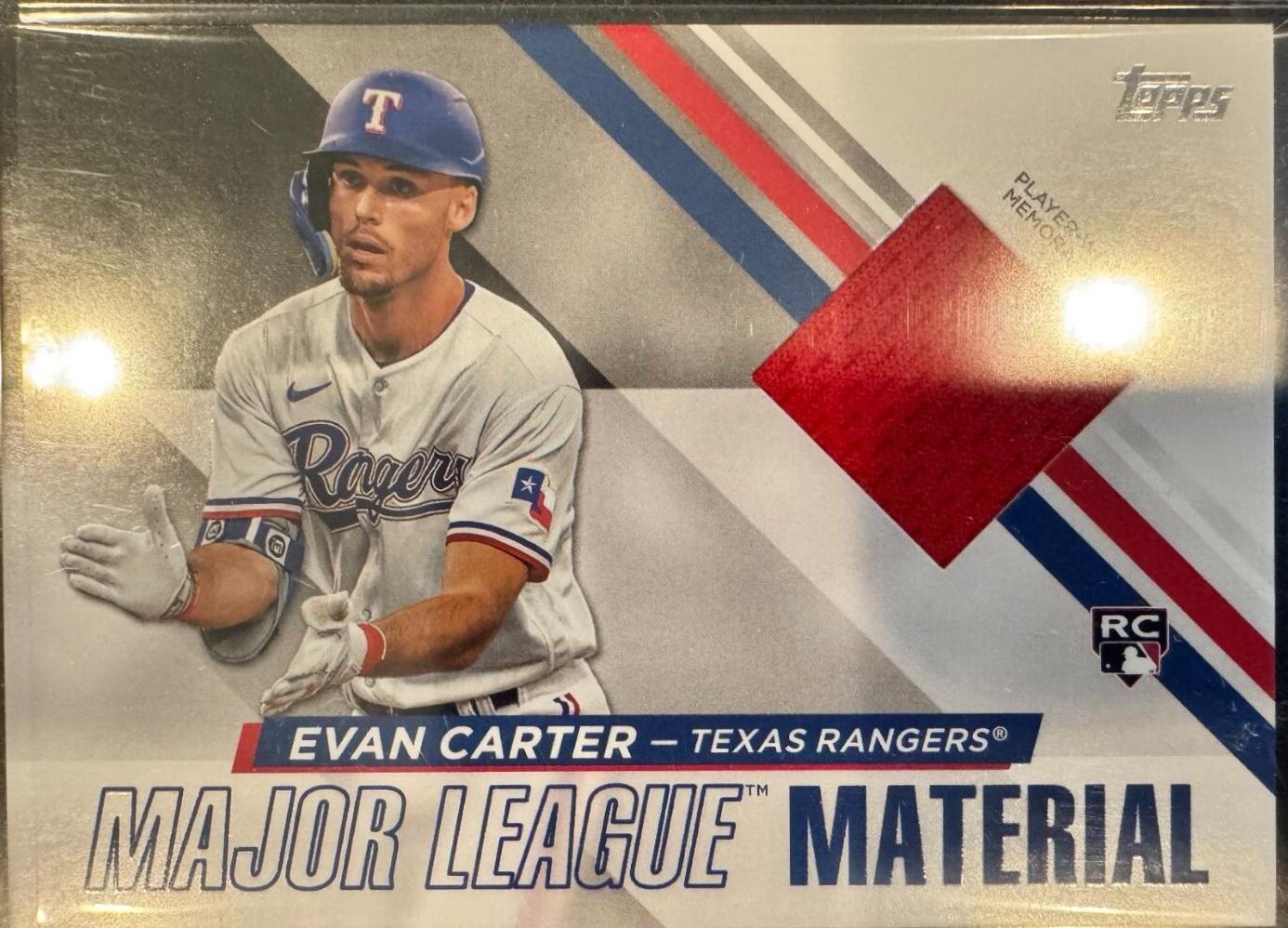 Evan Carter #MLMU-EC Baseball Cards 2024 Topps Update Major League Materials