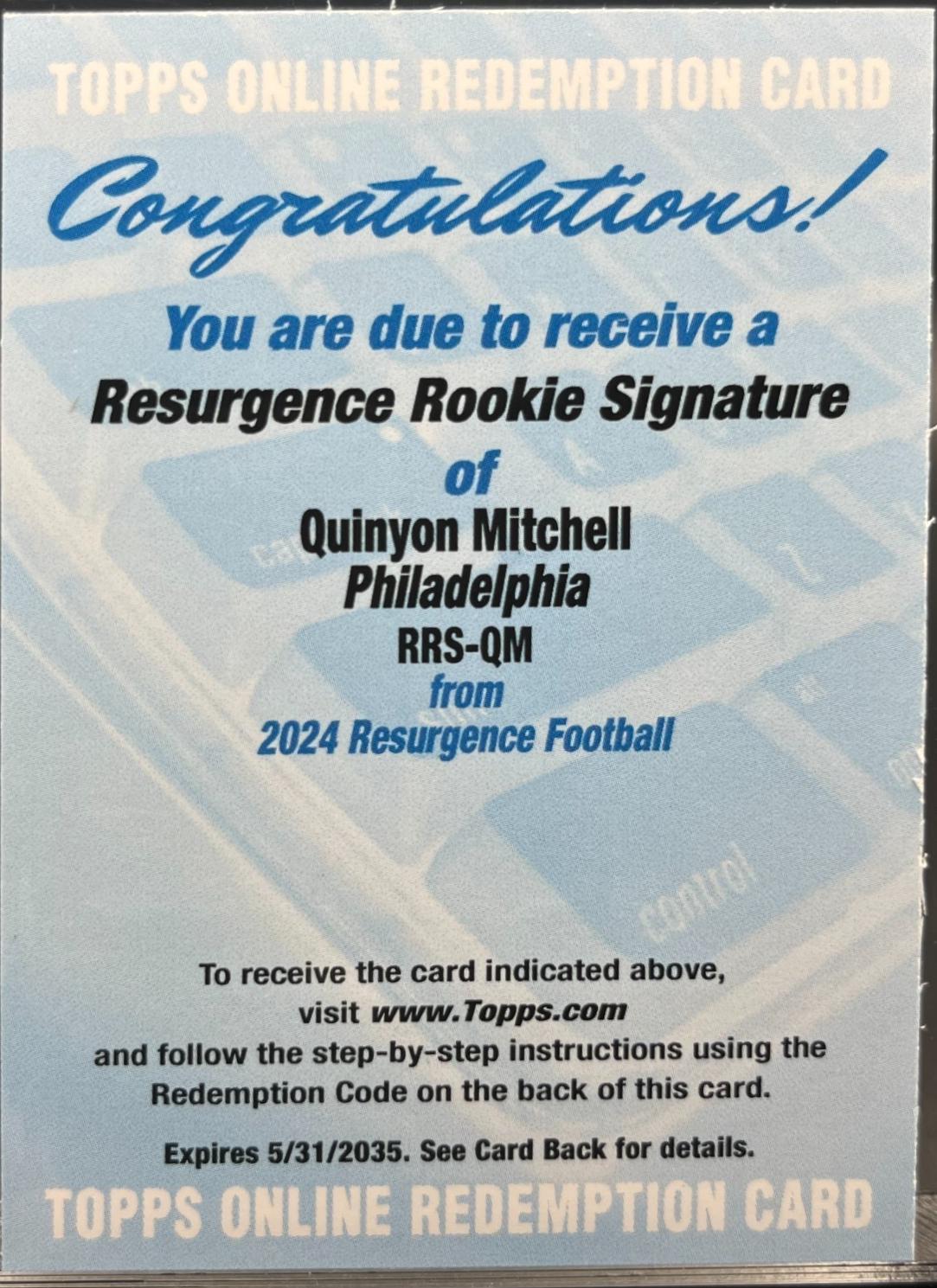 Quinyon Mitchell [Silver Static] #RRS-QM