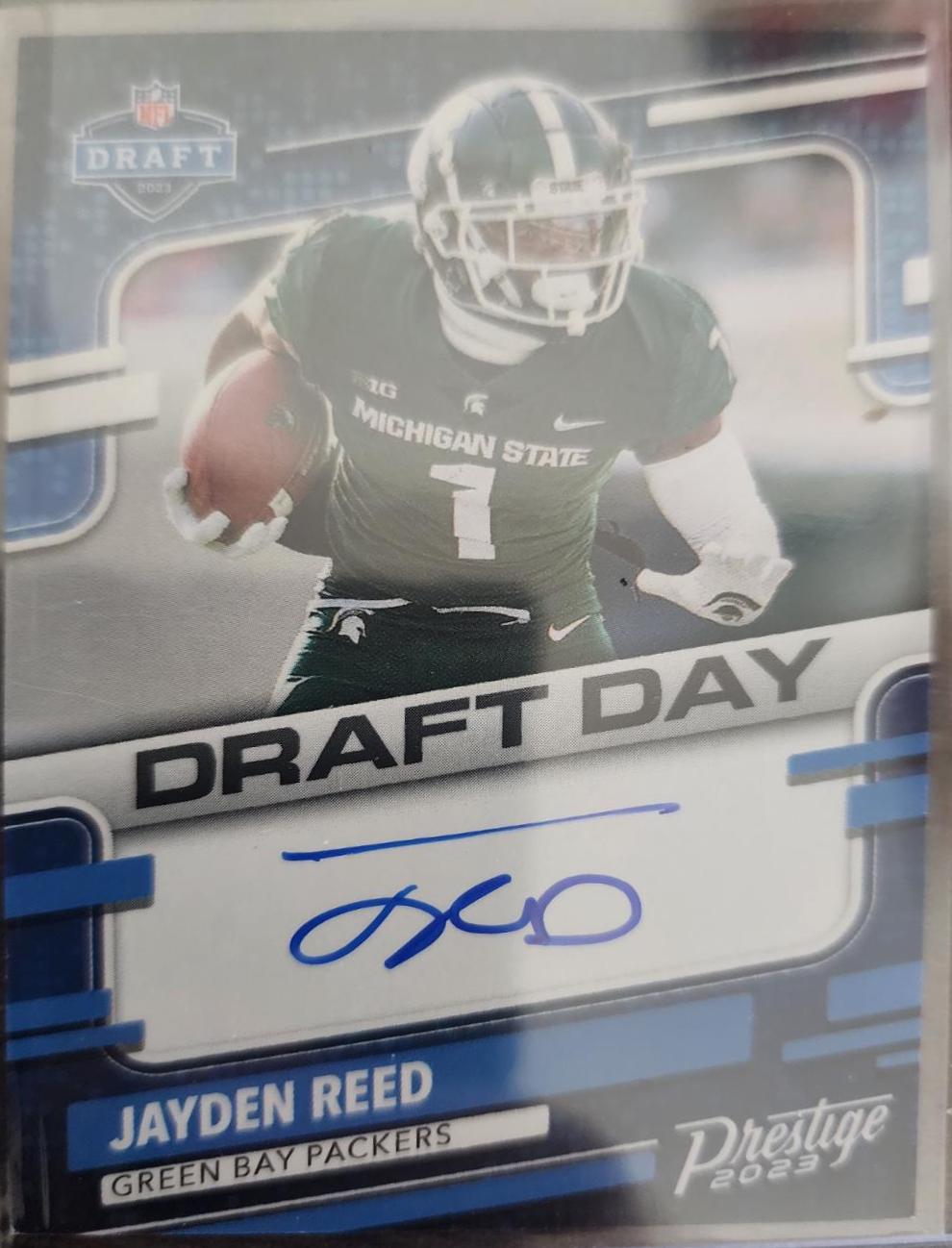 Jayden Reed #DDS-JR Football Cards 2023 Panini Prestige Draft Day Signatures