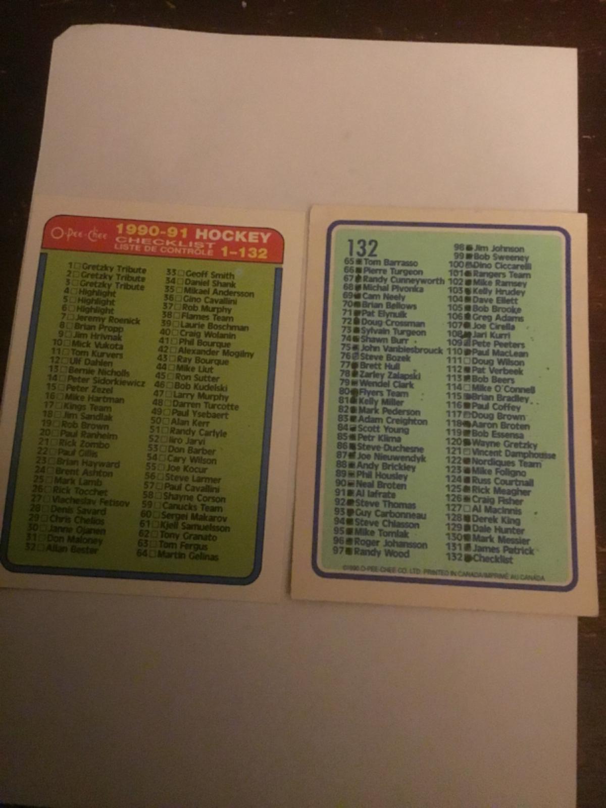 Checklist 1-32 #132 Hockey Cards 1990 O-Pee-Chee