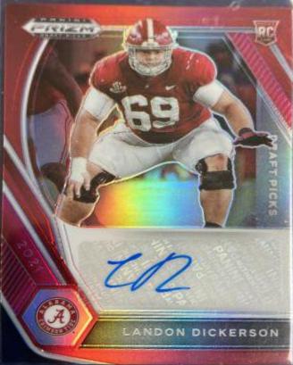Landon Dickerson #DPA-LAN Football Cards 2021 Panini Prizm Draft Picks Autographs