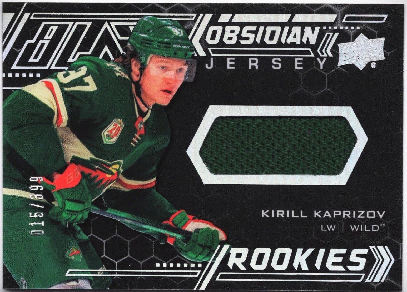 Kirill Kaprizov #ORJ-KK Hockey Cards 2020 SPx Black Obsidian Rookies Jersey