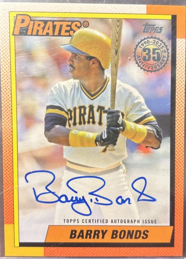 Barry Bonds #90A-BBO2 Baseball Cards 2025 Topps 1990 Autograph