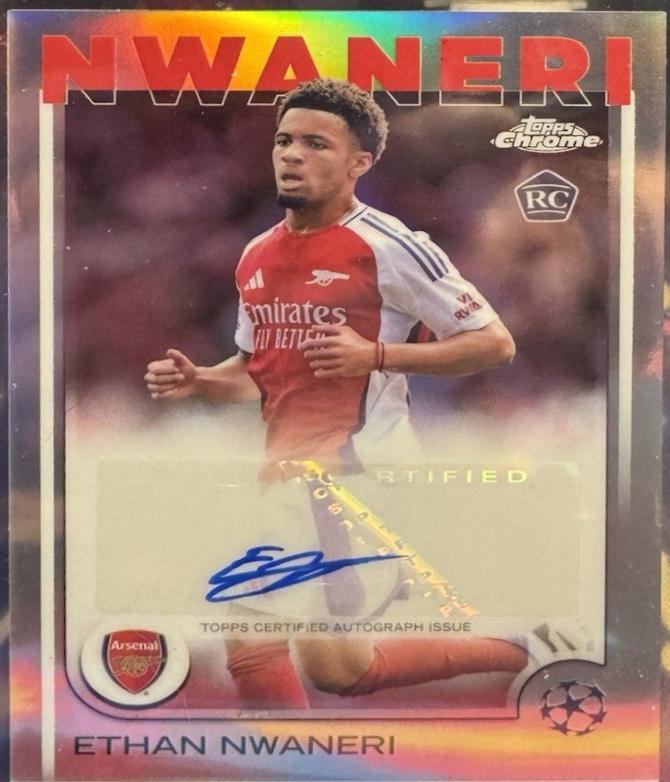 Ethan Nwaneri #BC-EN 2025 Topps Chrome Arsenal Autograph Soccer