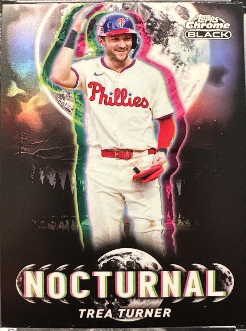 Trea Turner #NOC-23 Baseball Cards 2025 Topps Chrome Black Nocturnal