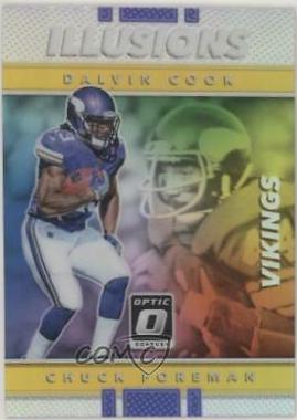 Chuck Foreman, Dalvin Cook #5 Football Cards 2017 Panini Donruss Optic Illusions