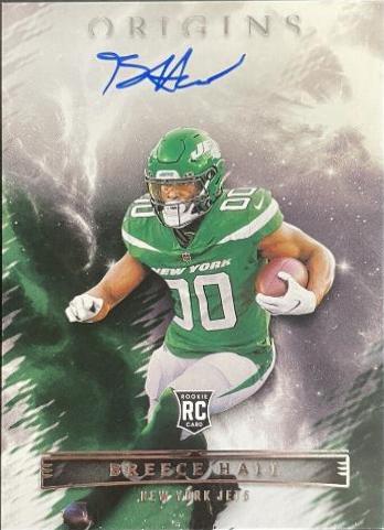 Breece Hall #RAU-BHA Football Cards 2022 Panini Origins Rookie Autographs