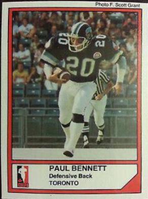 Paul Bennett #5 Football Cards 1984 Jogo CFL