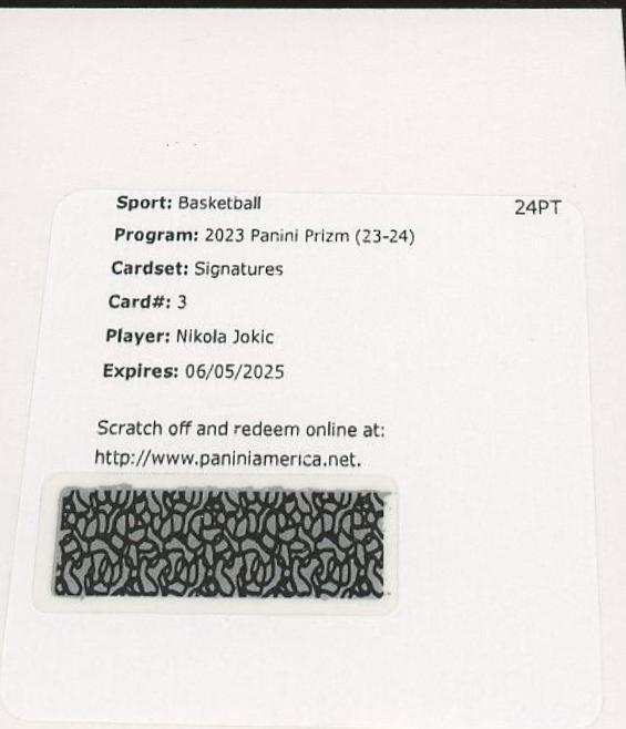 Nikola Jokic #3 Basketball Cards 2023 Panini Prizm Signature