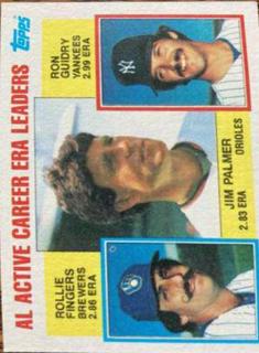 AL Active Career ERA Leaders (Jim Palmer / Rollie Fingers / Ron Guidry