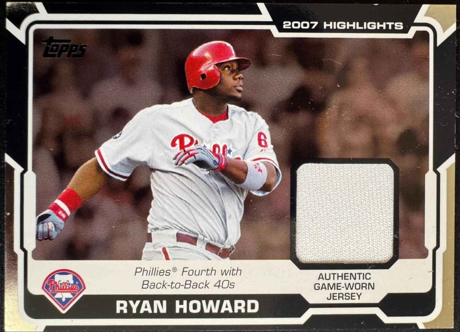 Ryan Howard #HR-RH 2008 Topps Baseball 2007 Highlight Relics