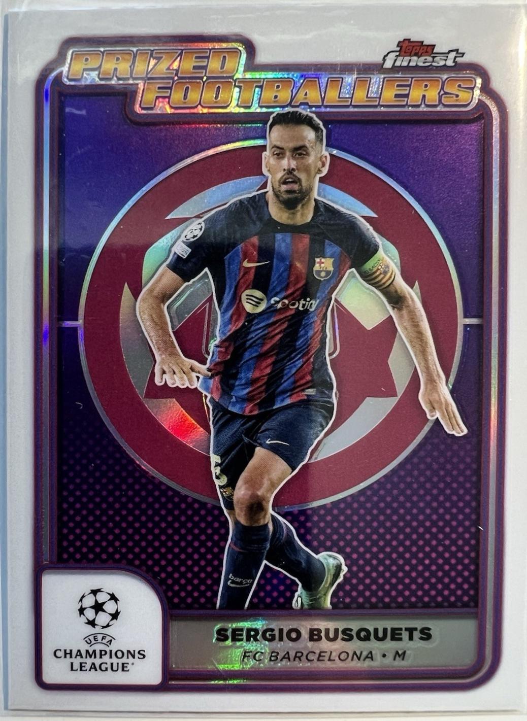 Sergio Busquets #PF-15 2024 Topps Finest UEFA Prized Footballers