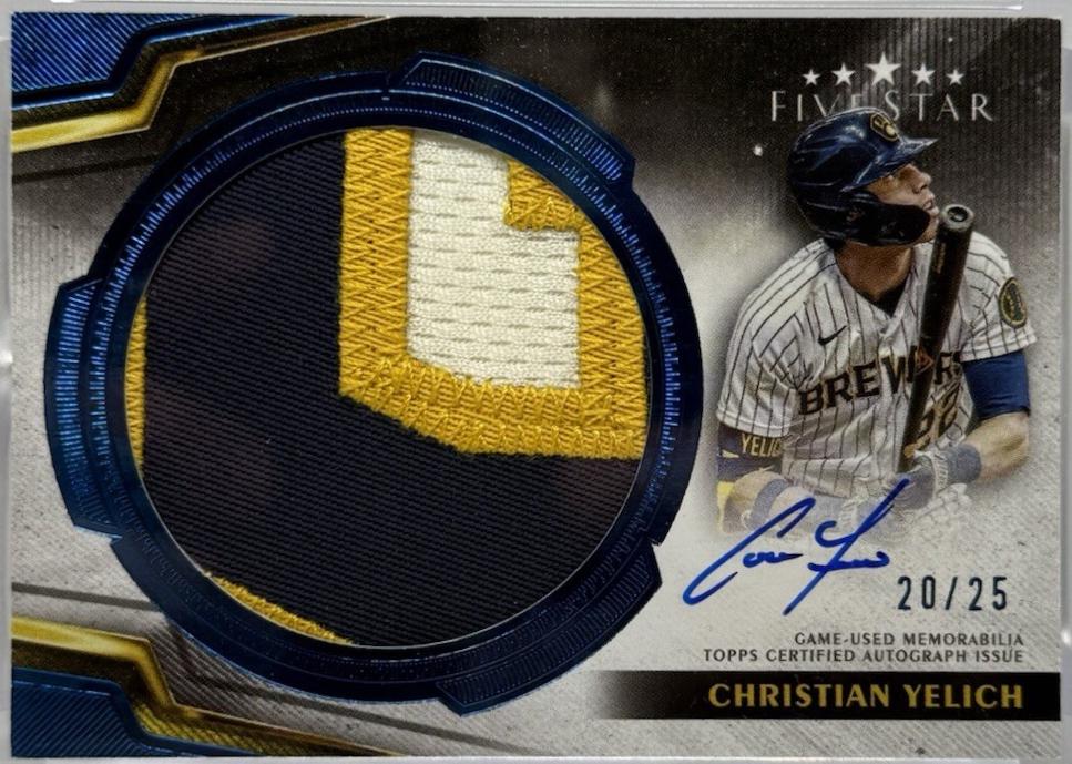 Christian Yelich #FSJP-CY Baseball Cards 2024 Topps Five Star Autographed Jumbo Prime