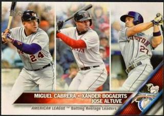 2015 American League Batting Average Leaders: Jose Altuve / Miguel Cabrera / Xander Bogaerts