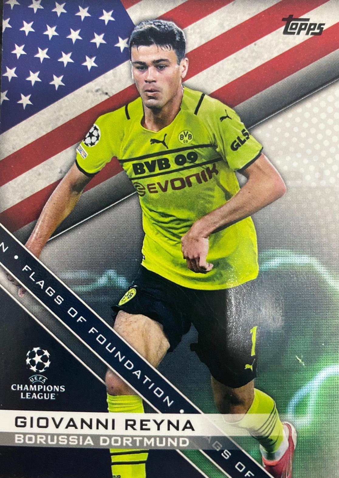 Giovanni Reyna #FF-17 Soccer Cards 2021 Topps UEFA Champions League Flags of Foundation