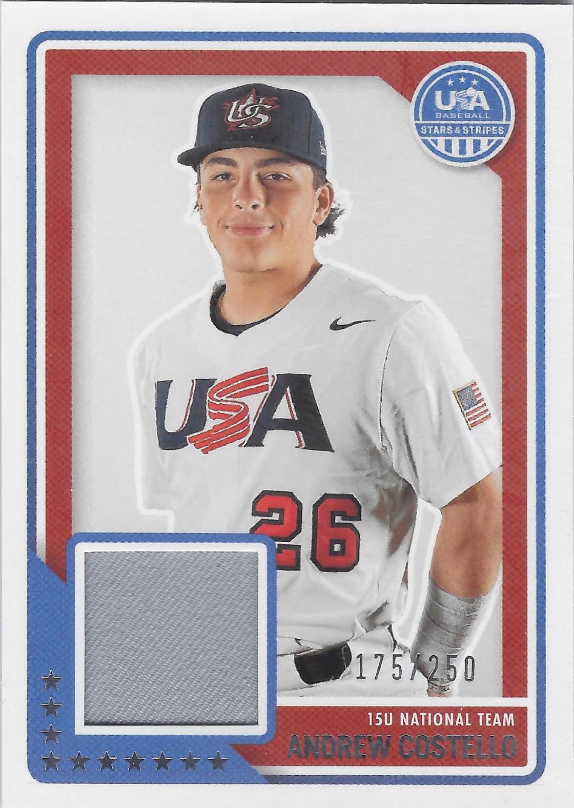 Andrew Costello #USAM-AC Baseball Cards 2023 Panini Stars & Stripes USA Material