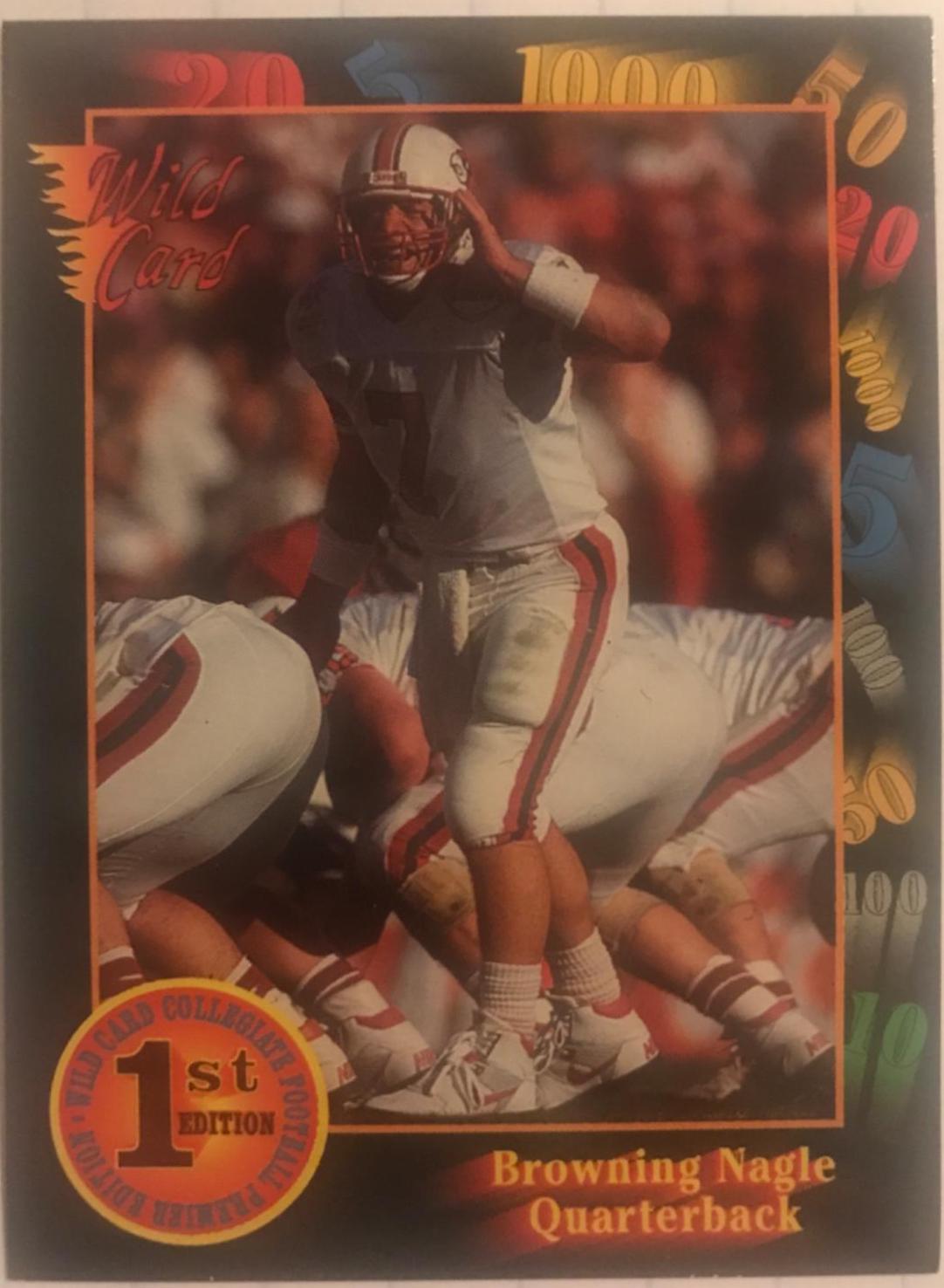 Browning Nagle #64 Football Cards 1991 Wild Card College Draft Picks