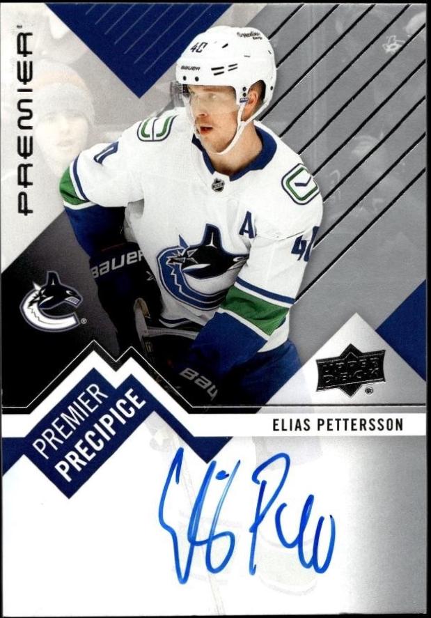 Elias Pettersson #PP-EP Hockey Cards 2023 Upper Deck Premier Precipice Auto