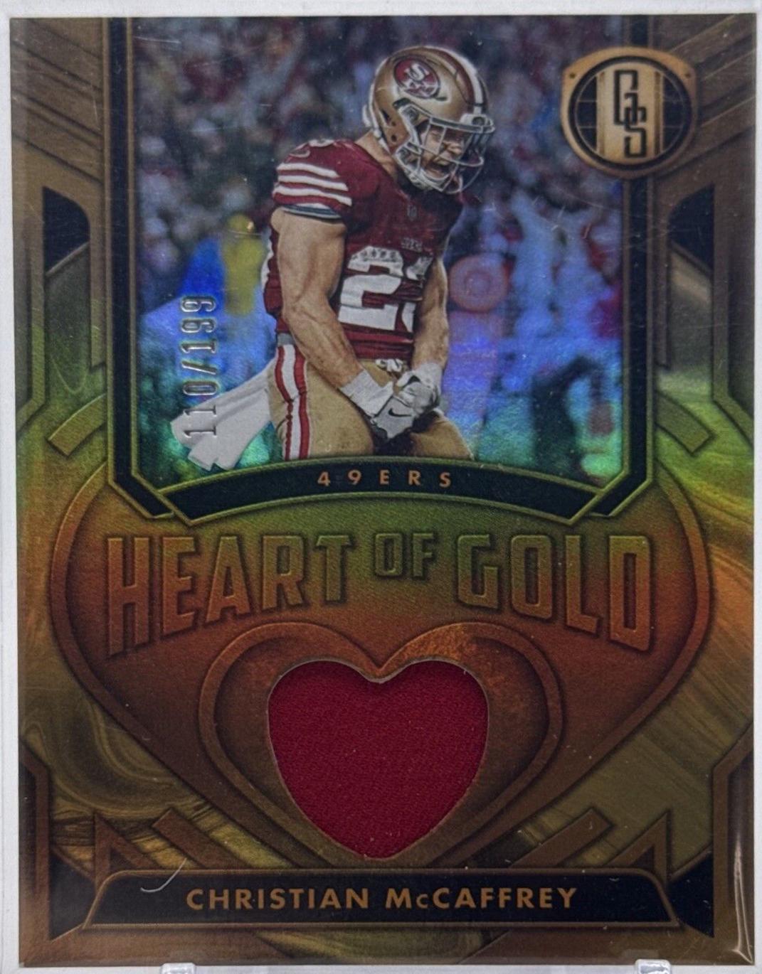 Christian McCaffrey #HOGT-CMY Football Cards 2024 Panini Gold Standard Heart of Gold Thread