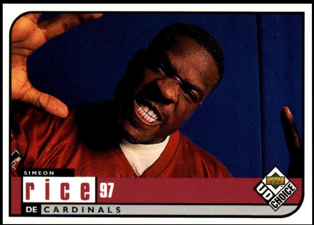 Simeon Rice #3 Football Cards 1998 Upper Deck UD Choice