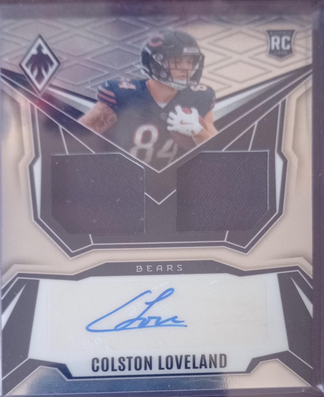 Colston Loveland #DRP-CLD 2025 Panini Phoenix Dual Rookie Patch Autograph Football