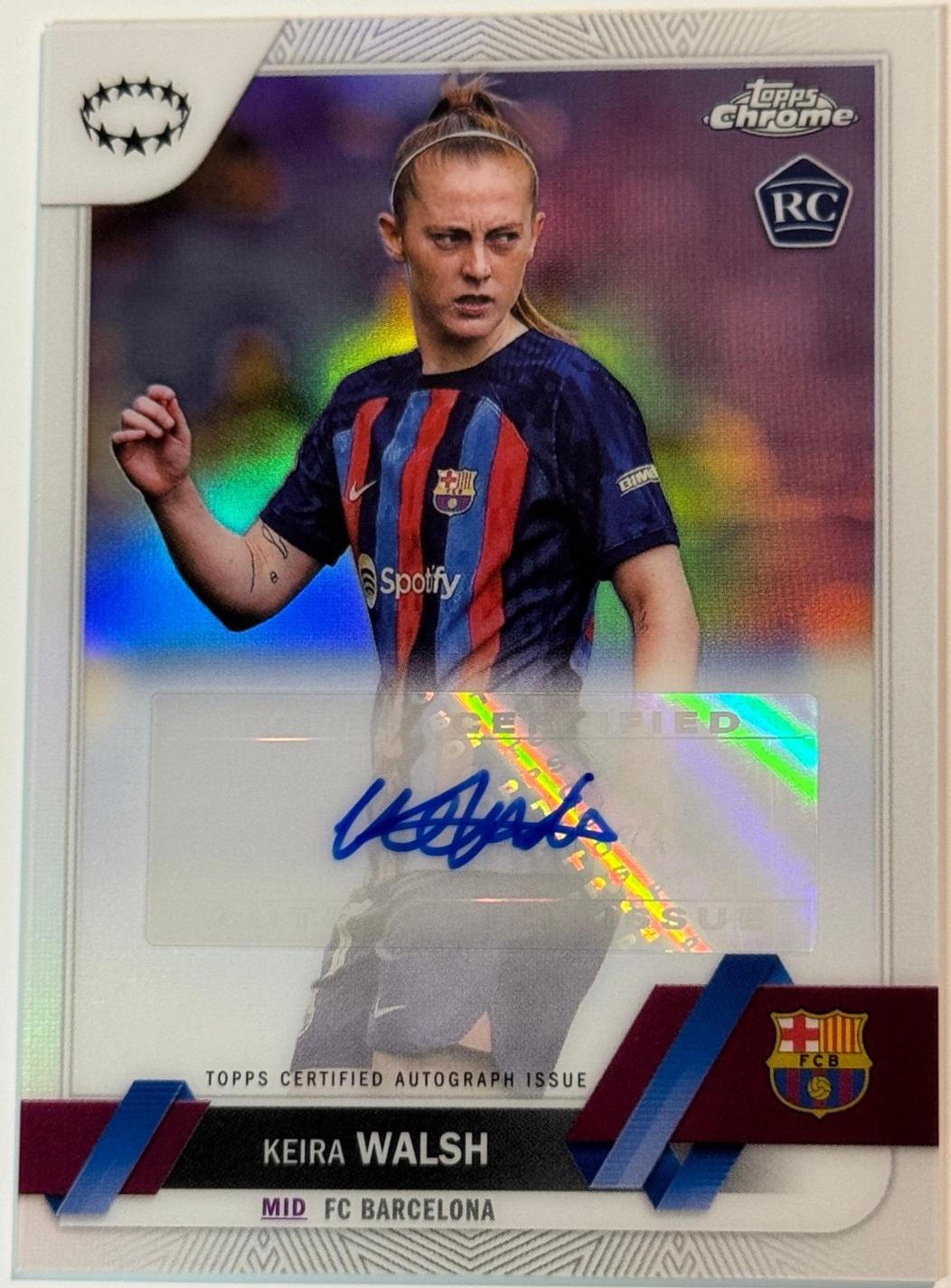 Keira Walsh #A-KW Soccer Cards 2023 Topps Chrome UWCL Autograph