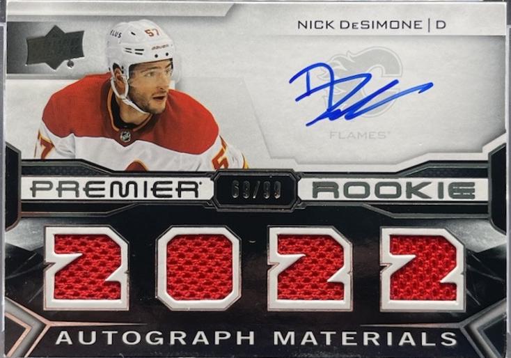 Nick DeSimone #PRA-ND Hockey Cards 2022 Upper Deck Premier Rookie Auto Jersey
