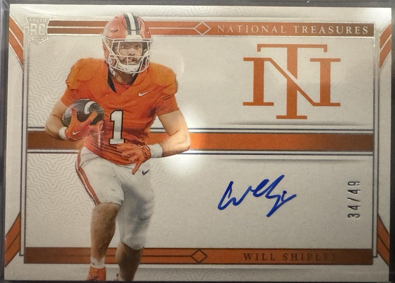 Will Shipley #TL-WSH Football Cards 2024 Panini National Treasures Collegiate Team Logo Signature