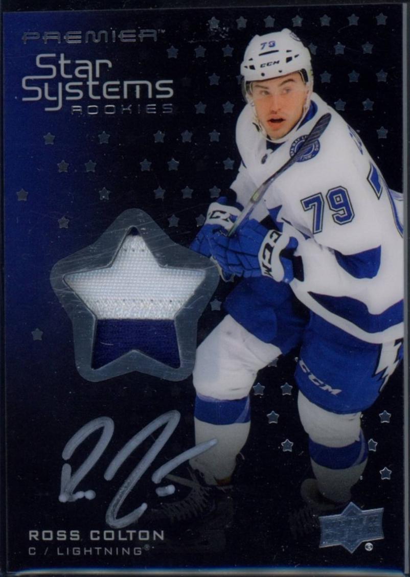 Ross Colton #SSR-RC 2021 Upper Deck Premier Star Systems Rookies Auto Patch Hockey