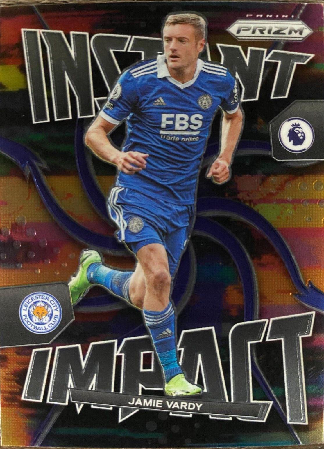 Jamie Vardy #7 Soccer Cards 2022 Panini Prizm Premier League Instant Impact