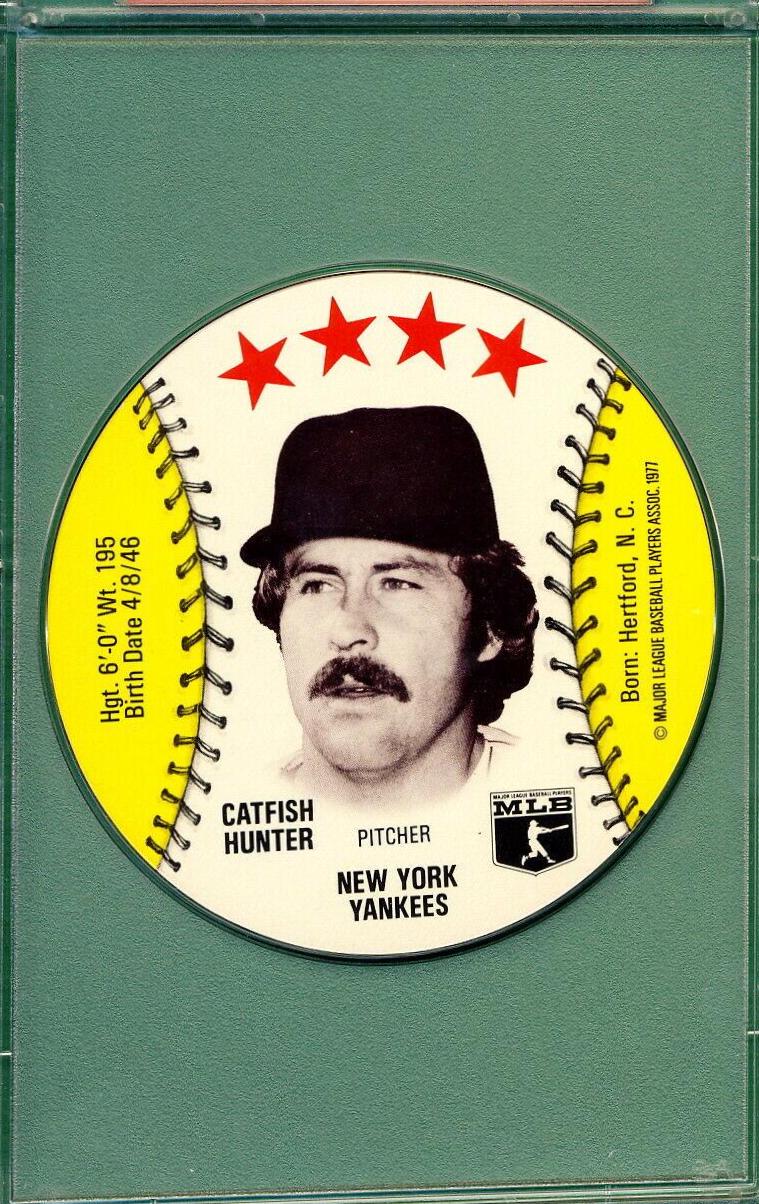 Catfish Hunter Baseball Cards 1977 Chilly Willee Discs