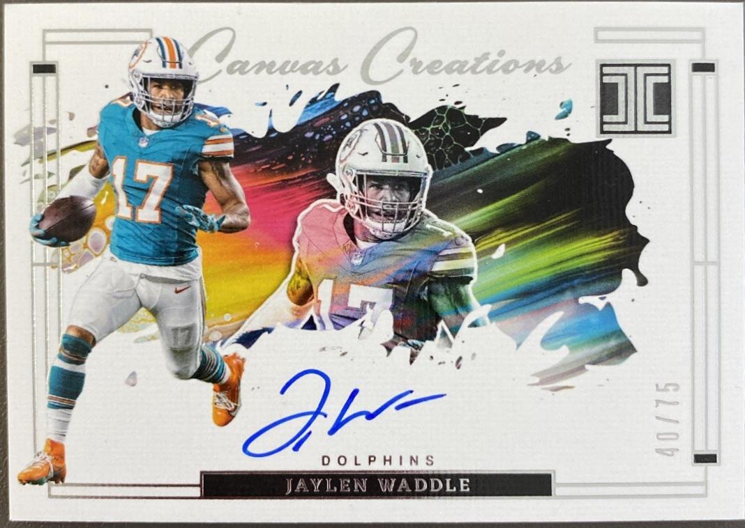 Jaylen Waddle #7 Football Cards 2024 Panini Impeccable Canvas Creations Signature