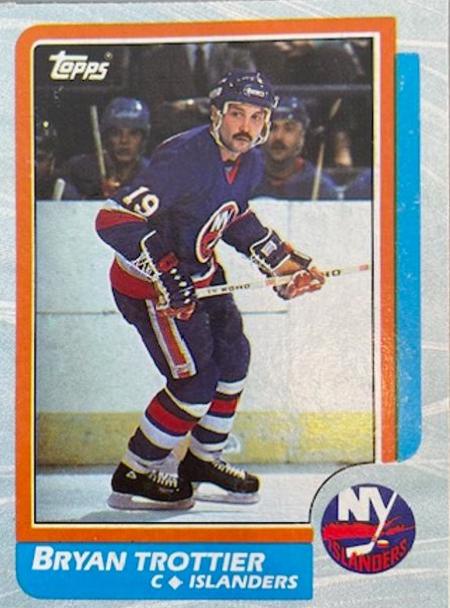 Bryan Trottier #P 1986 Topps Box Bottoms Hand Cut Hockey