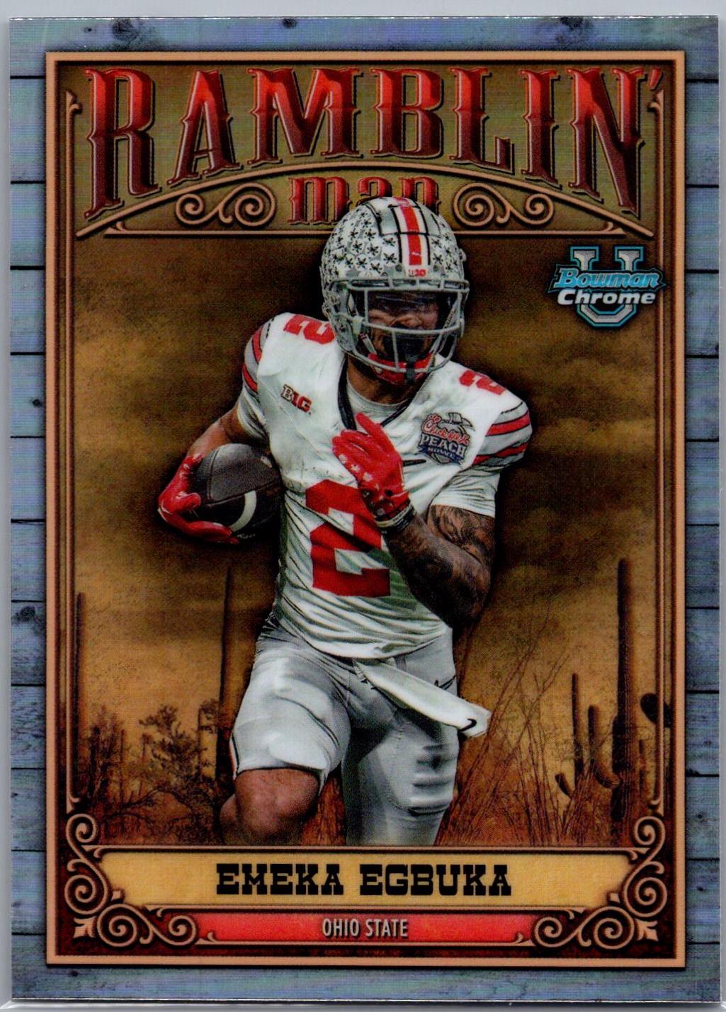 Emeka Egbuka #RM-11 Football Cards 2023 Bowman Chrome University Ramblin' Man