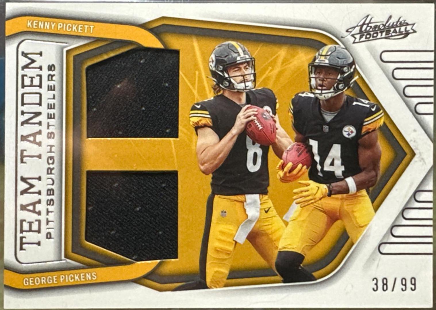 Kenny Pickett, George Pickens #TT-KG Football Cards 2022 Panini Absolute Team Tandem Materials